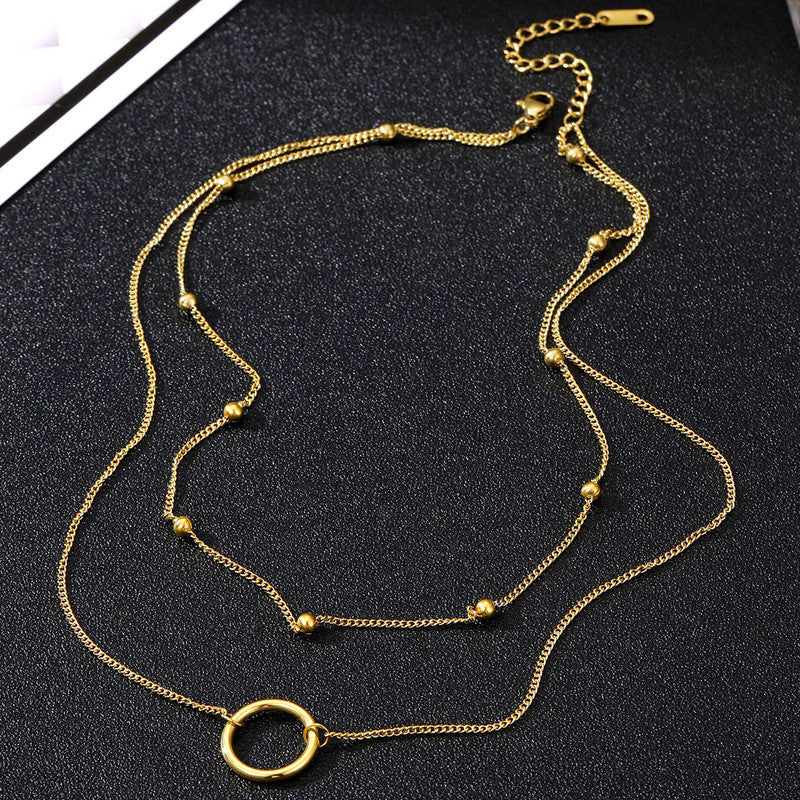 Gold Plated Dual Layered Hoop Pendant Chain