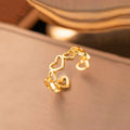 Gold Plated Heart Themed Adjustable Finger Ring