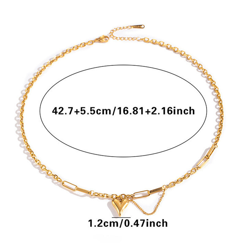 Gold Plated Heart Themed Rope Chain