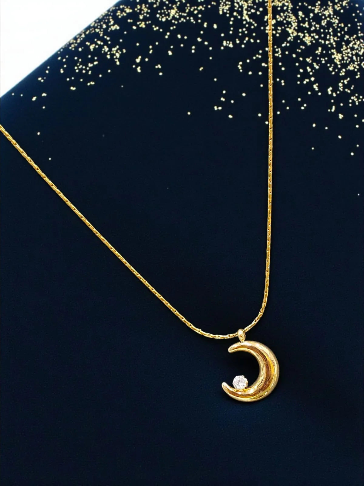 Gold Plated Half Moon Pendant Chain