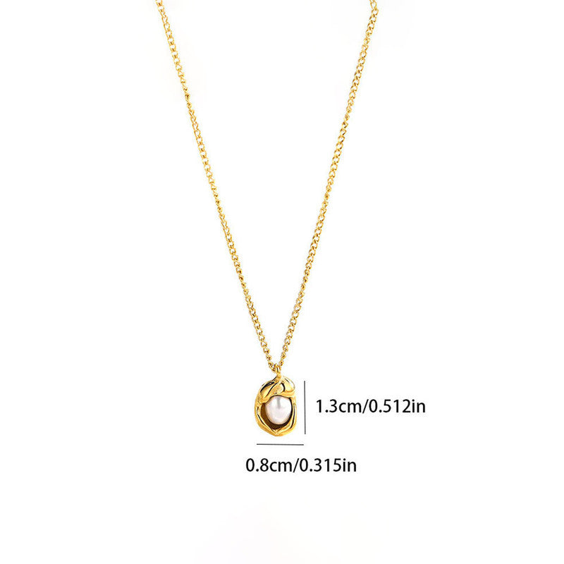 Gold Plated Pearl Studded Contemporary Pendant Chain