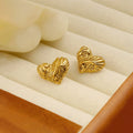 Gold Plated Heart Stud Earrings