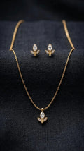 Gold Plated Tulip Pendant Chain set with Earrings