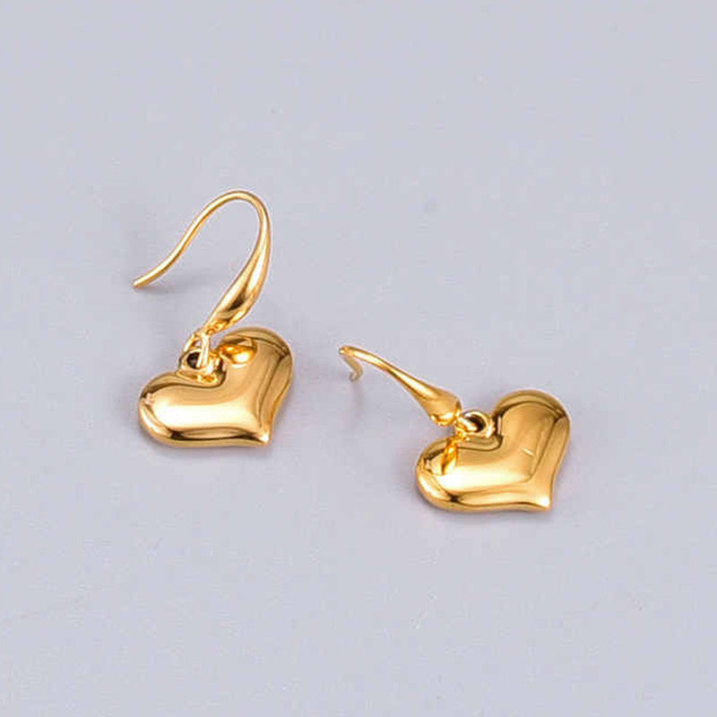 Gold Plated Heart Drop Themed Earrings