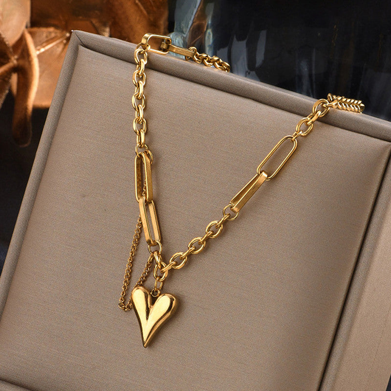 Gold Plated Heart Themed Rope Chain