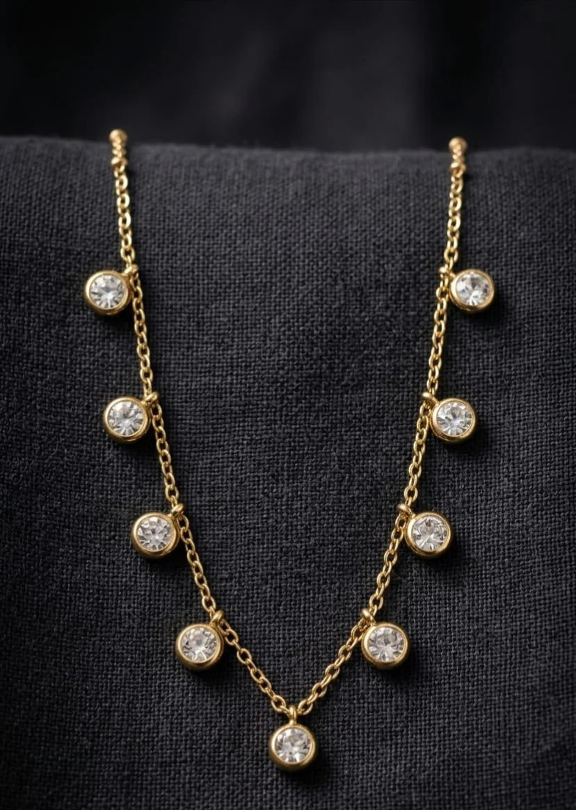Gold Plated Stone Drops Chain